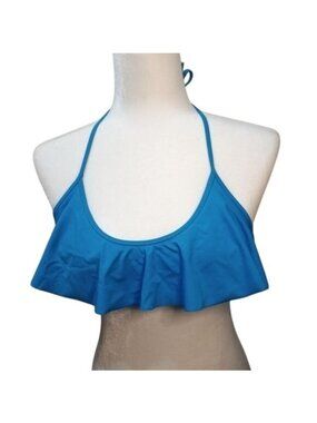 Victoria's Secret Women's Medium Aqua Ruffle Halter Bikini Top Beach Pool Swim